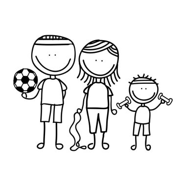 sevimli küçük aile karakter simgesi
