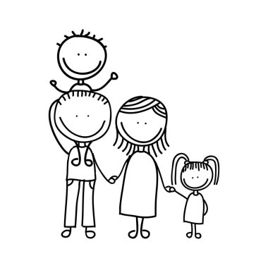 sevimli küçük aile karakter simgesi