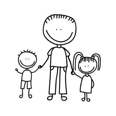 sevimli küçük aile karakter simgesi