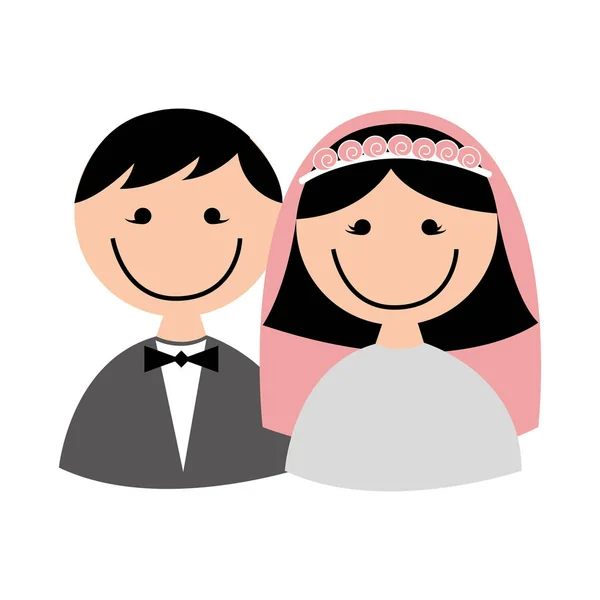 Lindo poco recién casado pareja — Vector de stock