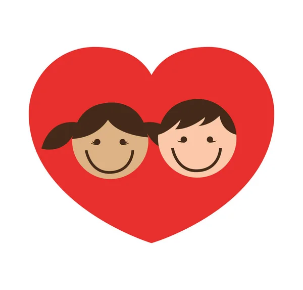 Cute little couple isolated icon — Stock Vector