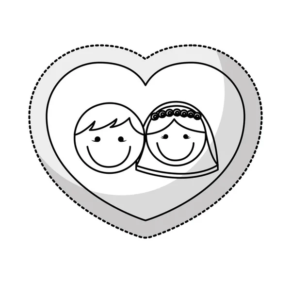 Cute little just married couple — Stock Vector