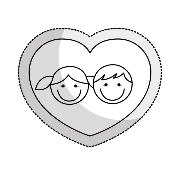 Cute little couple isolated icon — Stock Vector