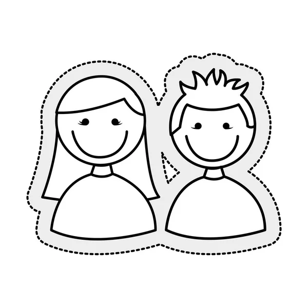 Cute little couple isolated icon — Stock Vector