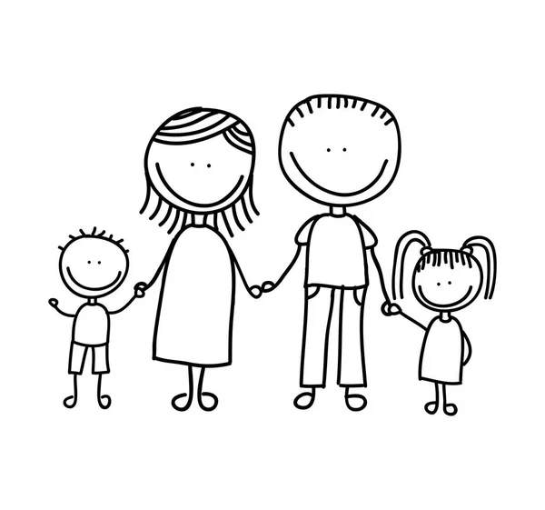 Söt liten familj karaktär ikon — Stock vektor