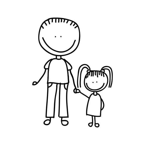 Mignonne petite icône de personnage de famille — Image vectorielle