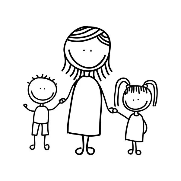 Sevimli küçük aile karakter simgesi — Stok Vektör