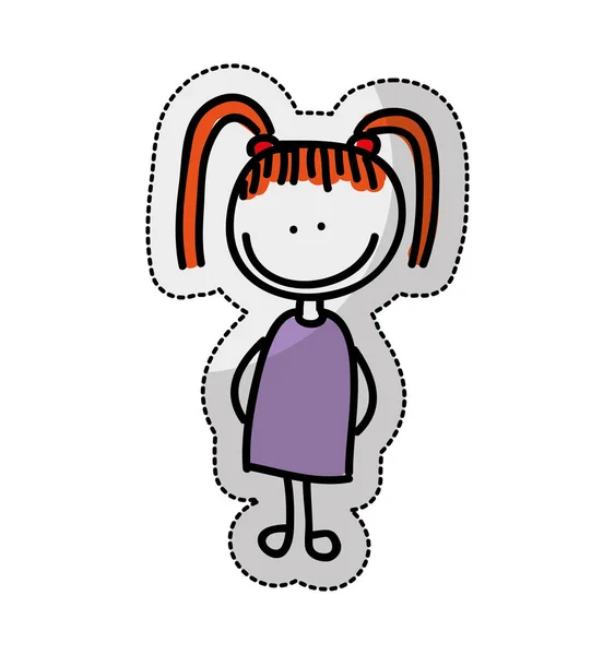 Lindo chica carácter aislado icono — Vector de stock