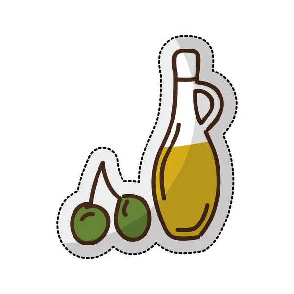 Aceite de oliva botella aislado icono — Vector de stock