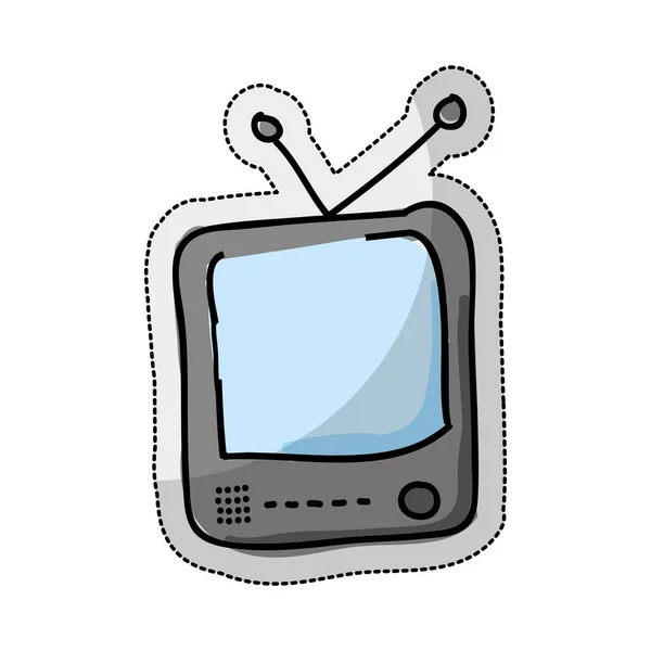 Tv retro Zeichnung isoliertes Symbol — Stockvektor
