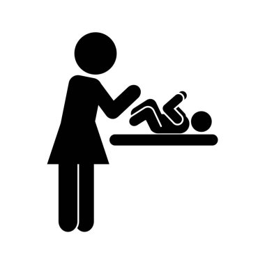 Anne değişen bebek siluet