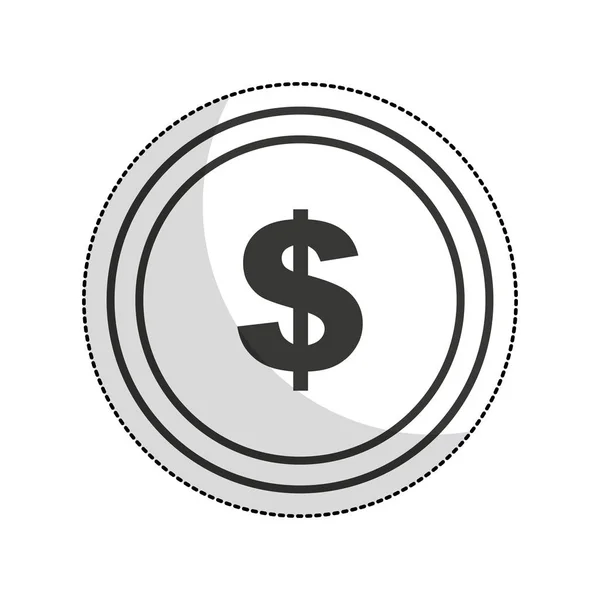 Moneda dinero aislado icono — Vector de stock