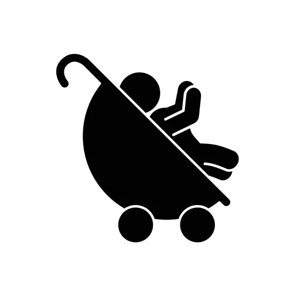 Lindo bebé en el carro icono aislado — Vector de stock