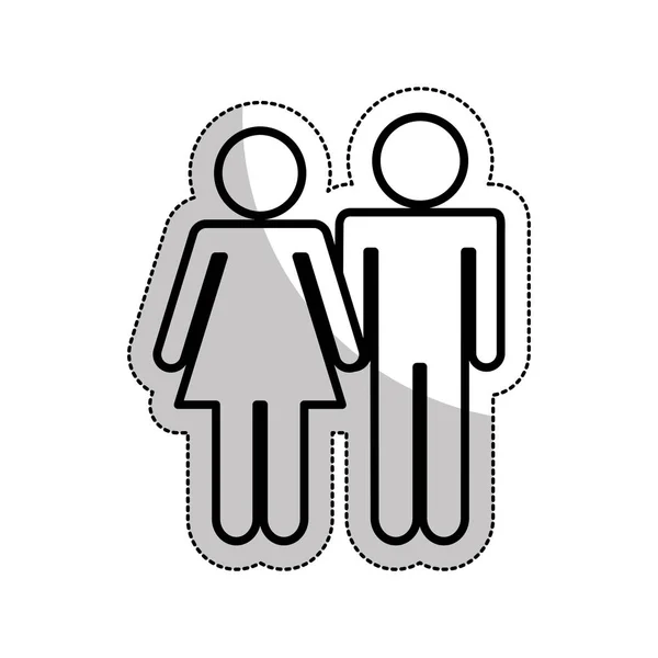 Silhouette couple icône isolée — Image vectorielle