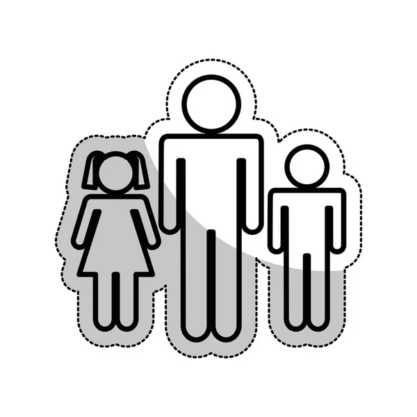 Ikon keluarga orang tua siluet yang terisolasi - Stok Vektor