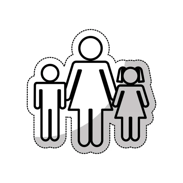 Икона родителей семьи изолированный силуэт — стоковый вектор