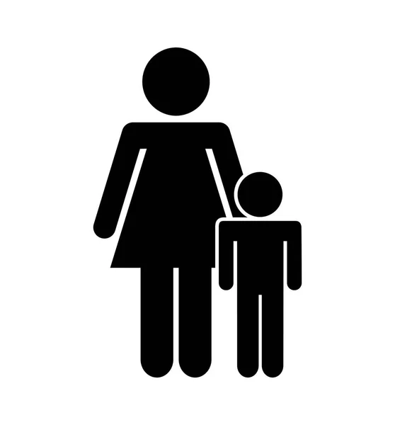 Famille parents silhouette isolé icône — Image vectorielle