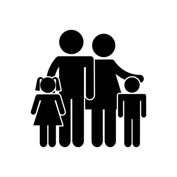 Rodinné rodiče silueta izolované ikona — Stockový vektor