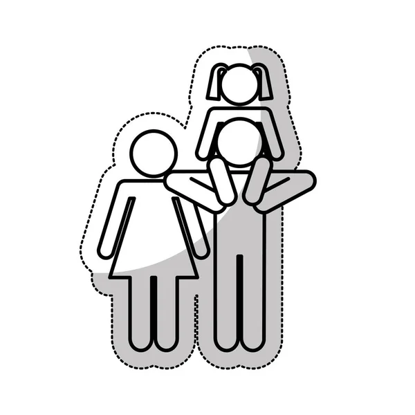 Familie ouders silhouet geïsoleerde pictogram — Stockvector