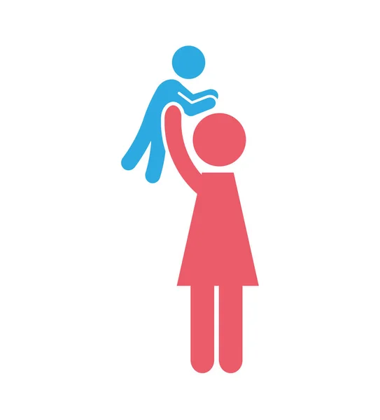 Famille parents silhouette isolé icône — Image vectorielle