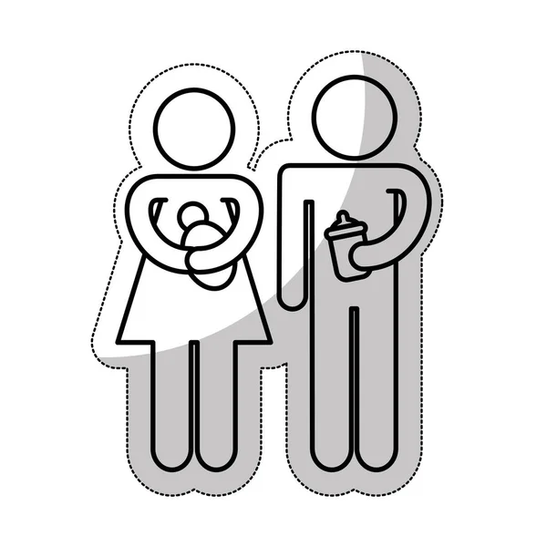 Familie ouders silhouet geïsoleerde pictogram — Stockvector