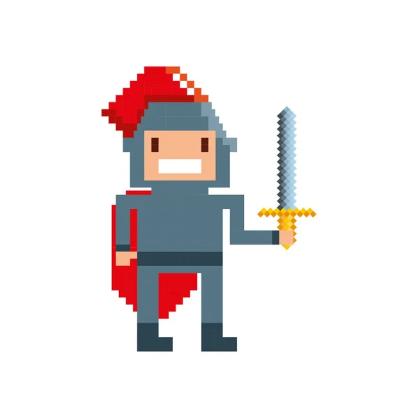 Game warrior pixelated icon — Stock Vector