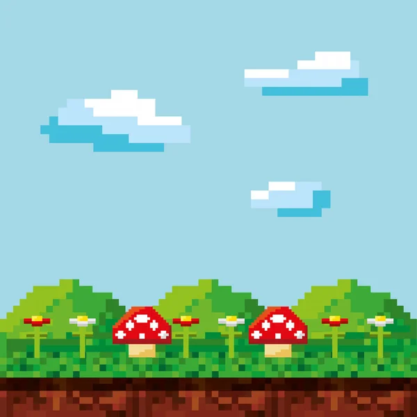 Game scene pixelated background — Stock Vector