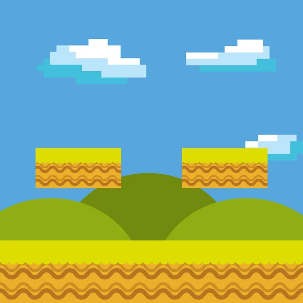 Game scene pixelated background — Stock Vector