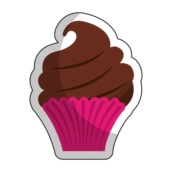 Delicioso cupcake doce ícone isolado — Vetor de Stock