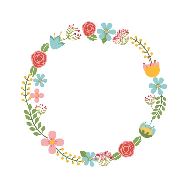 Cute floral wreath decorative — Stock Vector