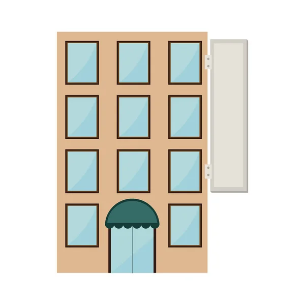 Ξενοδοχείο κτίριο απομονωμένο εικονίδιο — Διανυσματικό Αρχείο