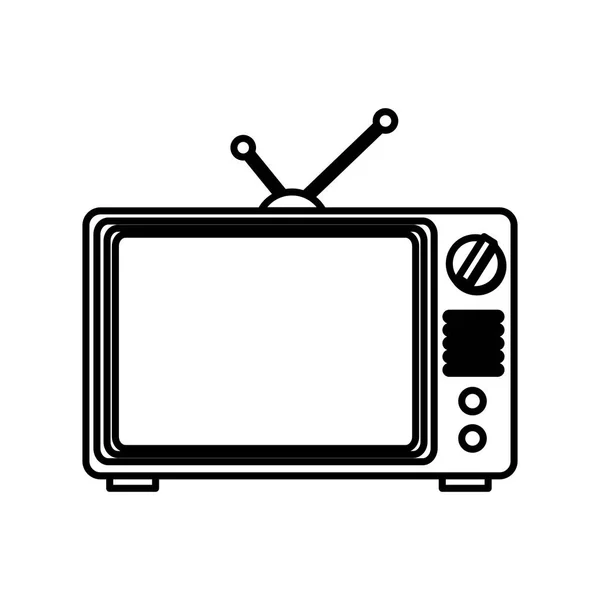 Viejo icono de televisión aislada — Vector de stock