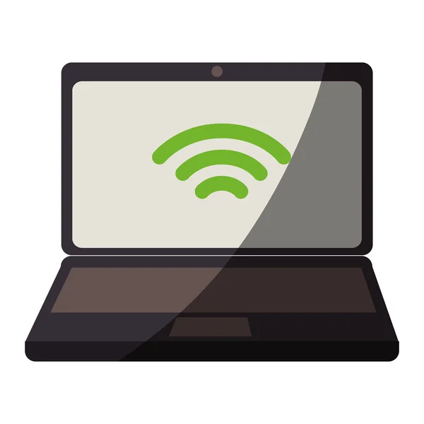 Dizüstü bilgisayar ile wifi bağlantı simgesi — Stok Vektör