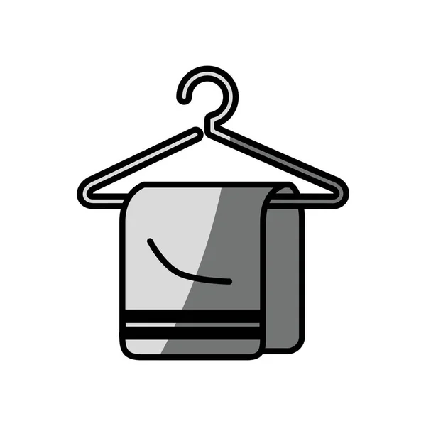 Towel hanging in hook isolated icon — Stock Vector