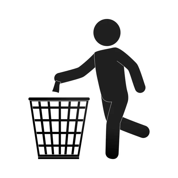Icône de recyclage de silhouette humaine — Image vectorielle