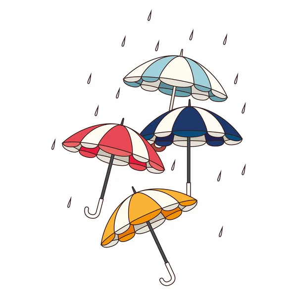 Set umbrellas protection isolated icon — Stock Vector