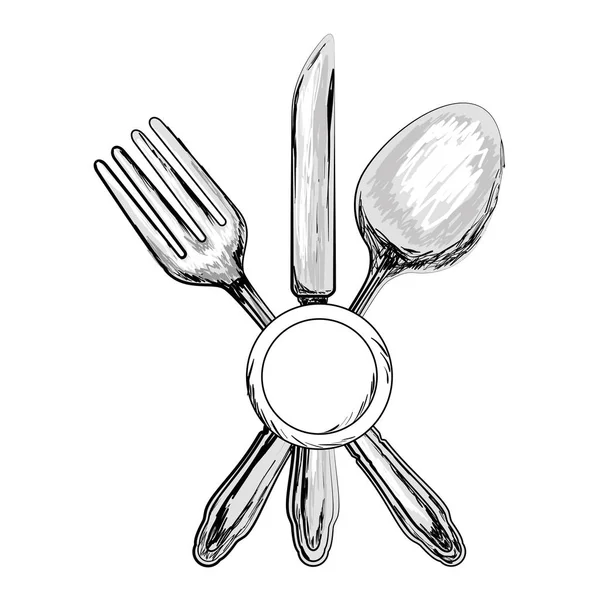 Cutlery set isolated icon — Stock Vector