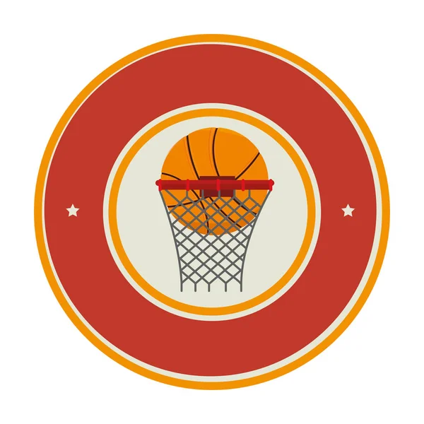 Μπάσκετ αθλητισμού έμβλημα εικονίδιο — Διανυσματικό Αρχείο
