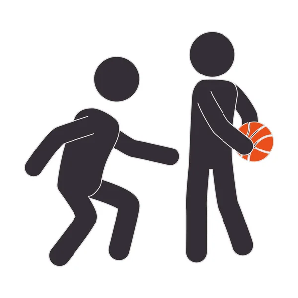 Silhouette Mensch beim Basketball — Stockvektor