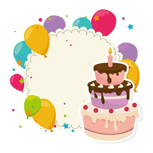 Delicious cake birthday card — Stock Vector