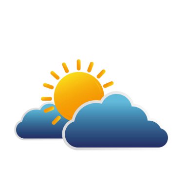 bulutlar ve güneş izole simgesi