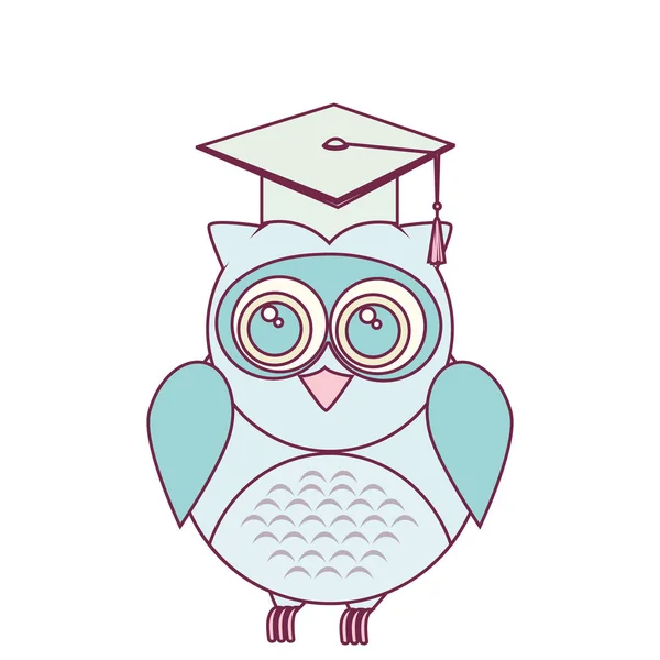 Hibou avec graduation chapeau — Image vectorielle