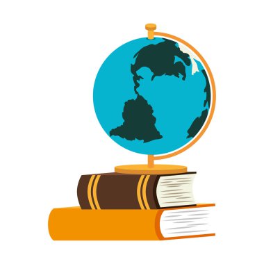 kitap okul ile planet earth izole simgesini