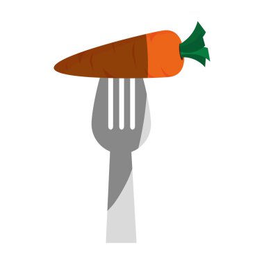 çatal ile taze sebze izole simgesi