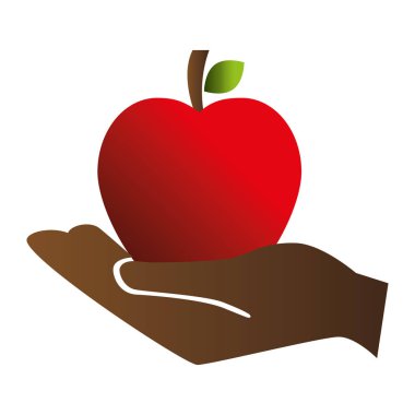 taze meyve izole simgesiyle insan el