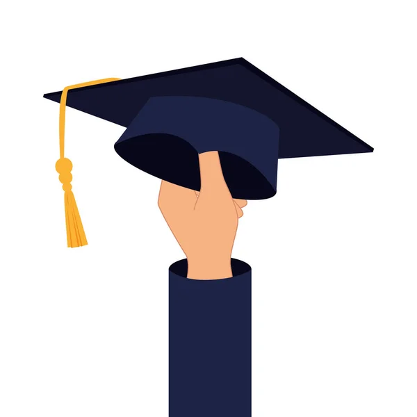 Şapka mezuniyet izole simgesi — Stok Vektör