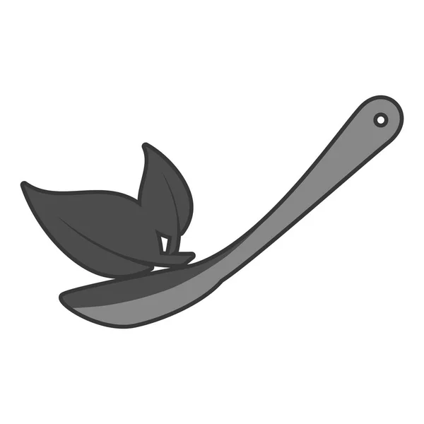 Spoon cutlery with leafs isolated icon — Stock Vector