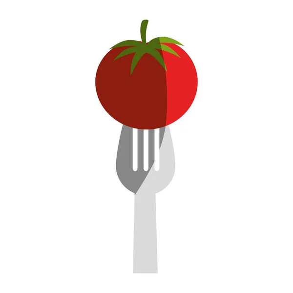 Fork with fresh vegetable isolated icon — Stock Vector