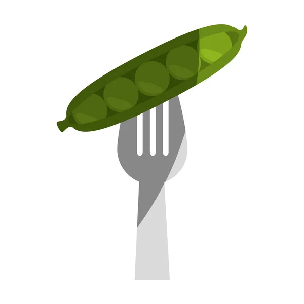 Fork with fresh vegetable isolated icon — Stock Vector