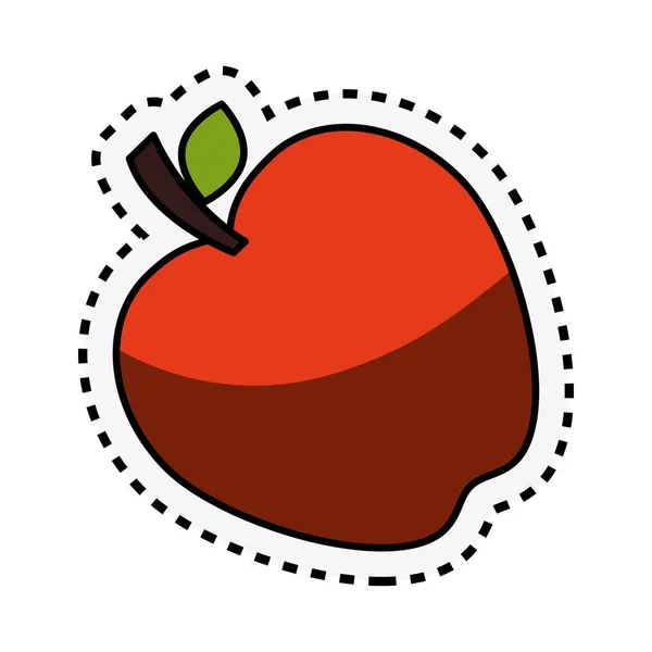 Fresh fruit with cut line isolated icon — Stock Vector